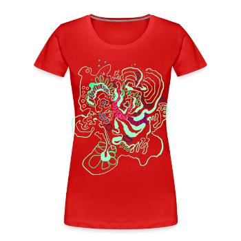 Carte de corail / Motif floral - T-shirt bio Premium Femme - rouge - Devant - Mia (176cm)