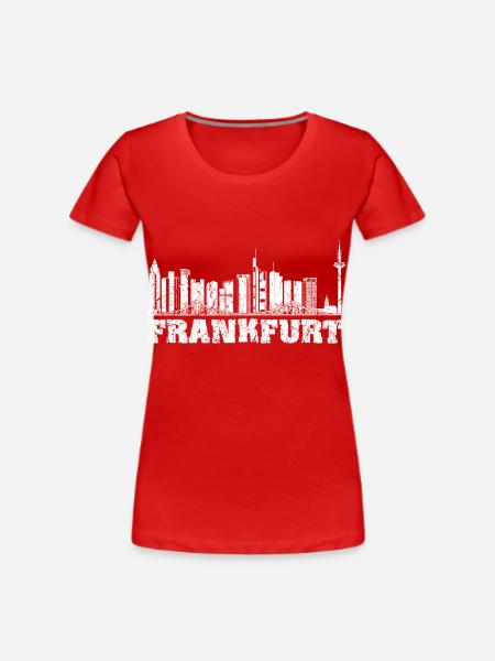 Frankfurter Skyline Silhouette - Frauen Premium Bio T-Shirt - Rot