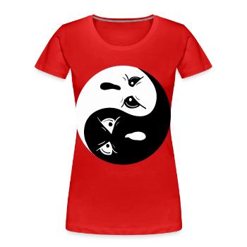 Yin Yang Ghosts I Halloween - Women's Premium Organic T-Shirt - red - Front - Mia (176cm)