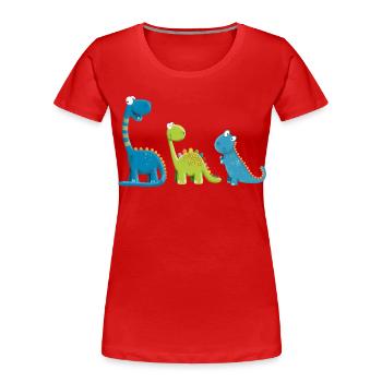 Lustige Dinosaurier Arten I Dino Kinder Geschenk - Frauen Premium Bio T-Shirt - Rot - Vorne - Mia (176cm)