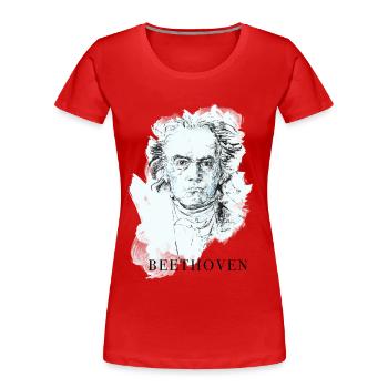 musician classical Beethoven deaf concert fan piano - Women's Premium Organic T-Shirt - red - Front - Mia (176cm)