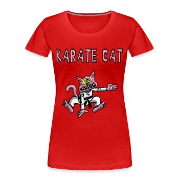 Pink cat and karate - Women's Premium Organic T-Shirt - red - Front - Mia (176cm)