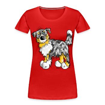 Australian Shepherd – Aussie – t-shirt design - Women's Premium Organic T-Shirt - red - Front - Mia (176cm)