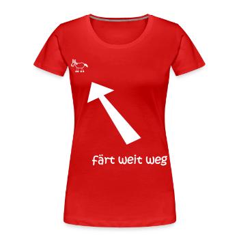 färt loin, färt, drôle de T-shirt de cheval - T-shirt bio Premium Femme - rouge - Devant - Mia (176cm)