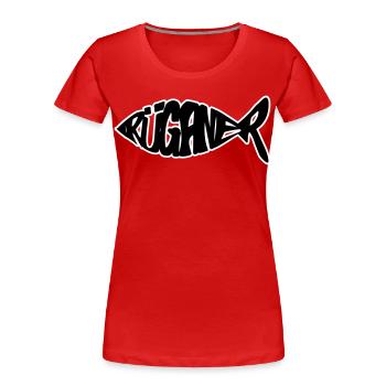 Rüganer Fisch - Frauen Premium Bio T-Shirt - Rot - Vorne - Mia (176cm)