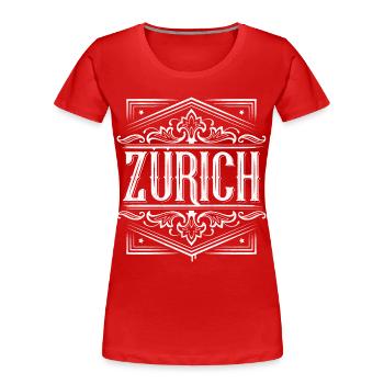Zurich | Zurich | Noble Vintage - T-shirt bio Premium Femme - rouge - Devant - Mia (176cm)