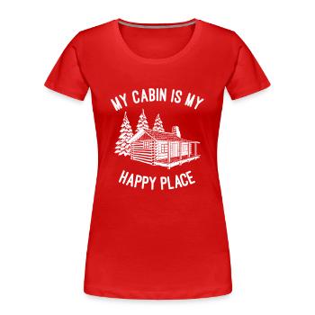 Ma cabane, mon lieu de bonheur - T-shirt bio Premium Femme - rouge - Devant - Mia (176cm)