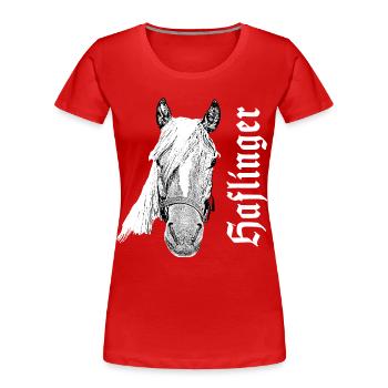Haflinger,Pferd,Pferde,Pferdekopf,Haustier,Tier, - Frauen Premium Bio T-Shirt - Rot - Vorne - Mia (176cm)