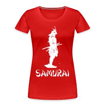 cooler japanischer Samurai - Frauen Premium Bio T-Shirt - Rot - Vorne - Mia (176cm)
