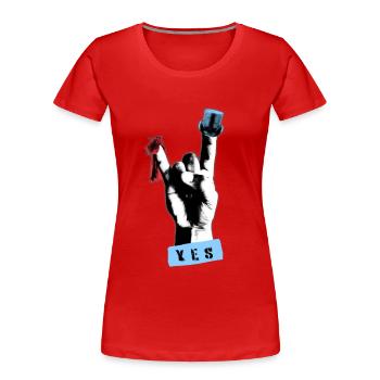 Rock n Roll Hand Wedding Shirt Bride & Groom - Women's Premium Organic T-Shirt - red - Front - Mia (176cm)