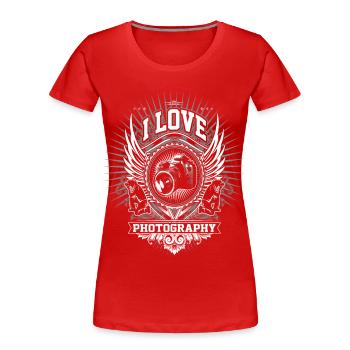 Ich liebe Fotografie Wing Emblem - Frauen Premium Bio T-Shirt - Rot - Vorne - Mia (176cm)