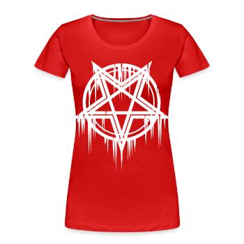 Satanisches Pentagramm - Frauen Premium Bio T-Shirt - Rot - Vorne - Mia (176cm)