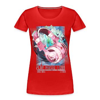 Festival musique d’illustration fête - T-shirt bio Premium Femme - rouge - Devant - Mia (176cm)