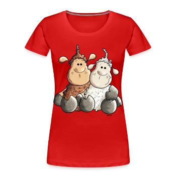 Funny Love Sheep - Women's Premium Organic T-Shirt - red - Front - Mia (176cm)