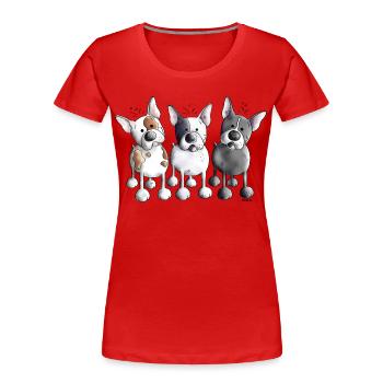 Three French Bulldogs - Bulldog - Dog - Women's Premium Organic T-Shirt - red - Front - Mia (176cm)