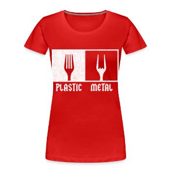 Plastic Metal Music Pommesgabel Festival Rock Fans - Frauen Premium Bio T-Shirt - Rot - Vorne - Mia (176cm)