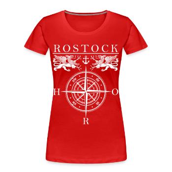 Rostock Kompass - Frauen Premium Bio T-Shirt - Rot - Vorne - Mia (176cm)