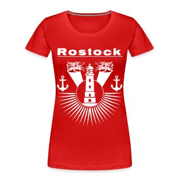 Rostock Leuchtturm Greif - Frauen Premium Bio T-Shirt - Rot - Vorne - Mia (176cm)