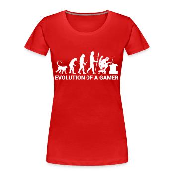 Evolution Gamer - Frauen Premium Bio T-Shirt - Rot - Vorne - Mia (176cm)