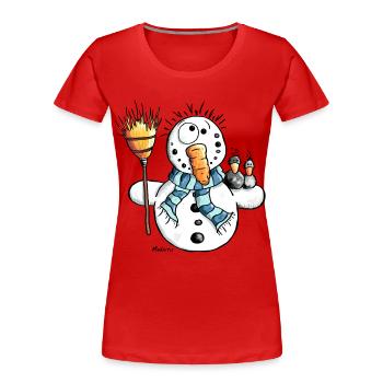 Drôle Bonhomme De Neige - T-shirt bio Premium Femme - rouge - Devant - Mia (176cm)