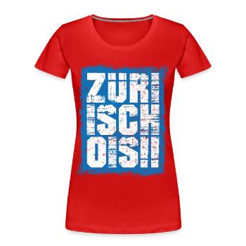 Züri isch ois - Zürich - Frauen Premium Bio T-Shirt - Rot - Vorne - Mia (176cm)