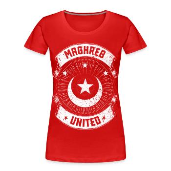 Maghreb ♥ Maghreb United - Frauen Premium Bio T-Shirt - Rot - Vorne - Mia (176cm)