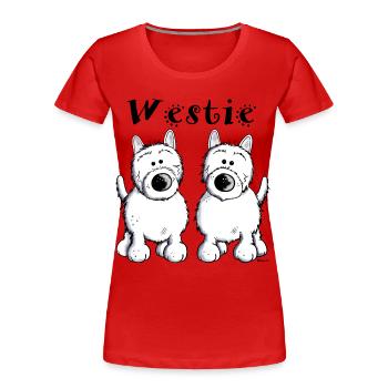 West Highland Terrier Duo - Frauen Premium Bio T-Shirt - Rot - Vorne - Mia (176cm)