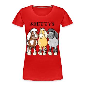 Trois poneys Shetland - T-shirt bio Premium Femme - rouge - Devant - Mia (176cm)