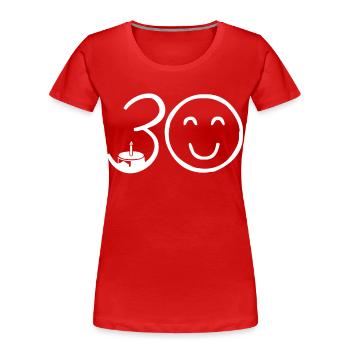 30e anniversaire - T-shirt bio Premium Femme - rouge - Devant - Mia (176cm)