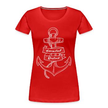 Hanseatic City of Rostock Anchor - Women's Premium Organic T-Shirt - red - Front - Mia (176cm)