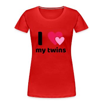 I Love My Twins Mom Mother Twins - Women's Premium Organic T-Shirt - red - Front - Mia (176cm)