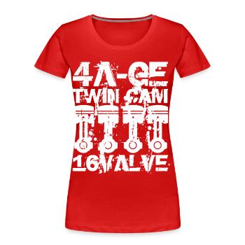 Moteur 4A GE Twin Cam 16 Valve. Le moteur légendaire - T-shirt bio Premium Femme - rouge - Devant - Mia (176cm)
