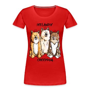 Islandhund Trio - Frauen Premium Bio T-Shirt - Rot - Vorne - Mia (176cm)