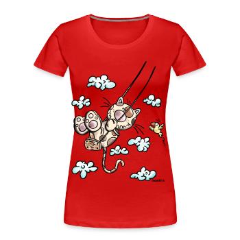 Cat on the swing - Women's Premium Organic T-Shirt - red - Front - Mia (176cm)