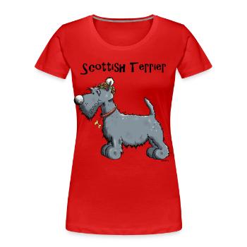 Happy Scottish Terrier - Women's Premium Organic T-Shirt - red - Front - Mia (176cm)