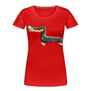 Darinka der Dackel - Frauen Premium Bio T-Shirt - Rot - Vorne - Mia (176cm)