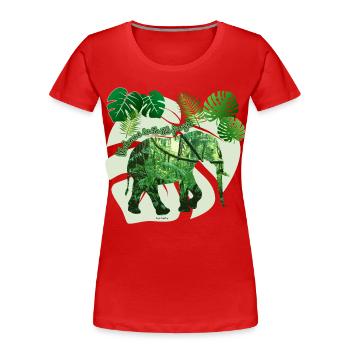 Jungle - Elephant - Loxodonta cyclotis - Women's Premium Organic T-Shirt - red - Front - Mia (176cm)