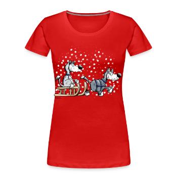 Huskies in the snow - Women's Premium Organic T-Shirt - red - Front - Mia (176cm)