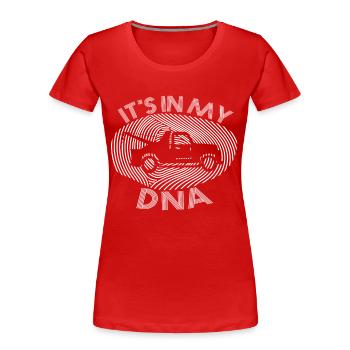 Dépanneur T-Shirt Dépanneur MON ADN - T-shirt bio Premium Femme - rouge - Devant - Mia (176cm)
