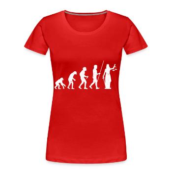 Juriste Jurist Law Justitia Évolution - T-shirt bio Premium Femme - rouge - Devant - Mia (176cm)