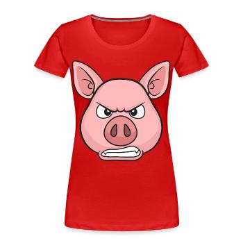 Angry Pig Cartoon Stare - Women's Premium Organic T-Shirt - red - Front - Mia (176cm)