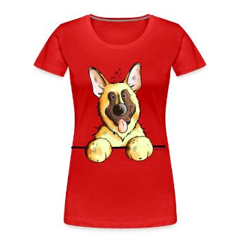 Funny German Shepherd - Women's Premium Organic T-Shirt - red - Front - Mia (176cm)