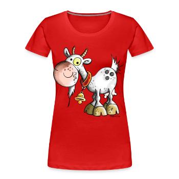 Süße Ziege - Frauen Premium Bio T-Shirt - Rot - Vorne - Mia (176cm)