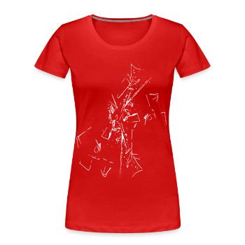 Abstrakte Linienkunst auf Stoff - Frauen Premium Bio T-Shirt - Rot - Vorne - Mia (176cm)