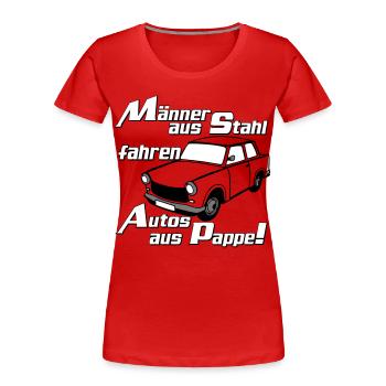  , DDR Kult , Männer aus Stahl (25) - Frauen Premium Bio T-Shirt - Rot - Vorne - Mia (176cm)