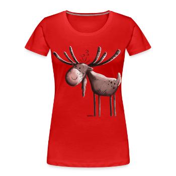 Knuffiger Elch - Frauen Premium Bio T-Shirt - Rot - Vorne - Mia (176cm)