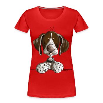 Drolliger Deutsch Kurzhaar - Frauen Premium Bio T-Shirt - Rot - Vorne - Mia (176cm)