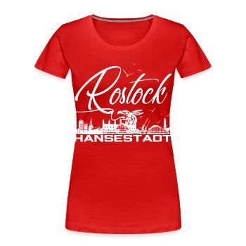 Rostock - Cité hanséatique - Silhouette - T-shirt bio Premium Femme - rouge - Devant - Mia (176cm)