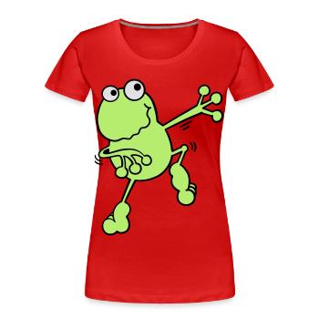Tanzender Frosch - Frauen Premium Bio T-Shirt - Rot - Vorne - Mia (176cm)