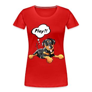 Drôle Rottweiler - T-shirt bio Premium Femme - rouge - Devant - Mia (176cm)